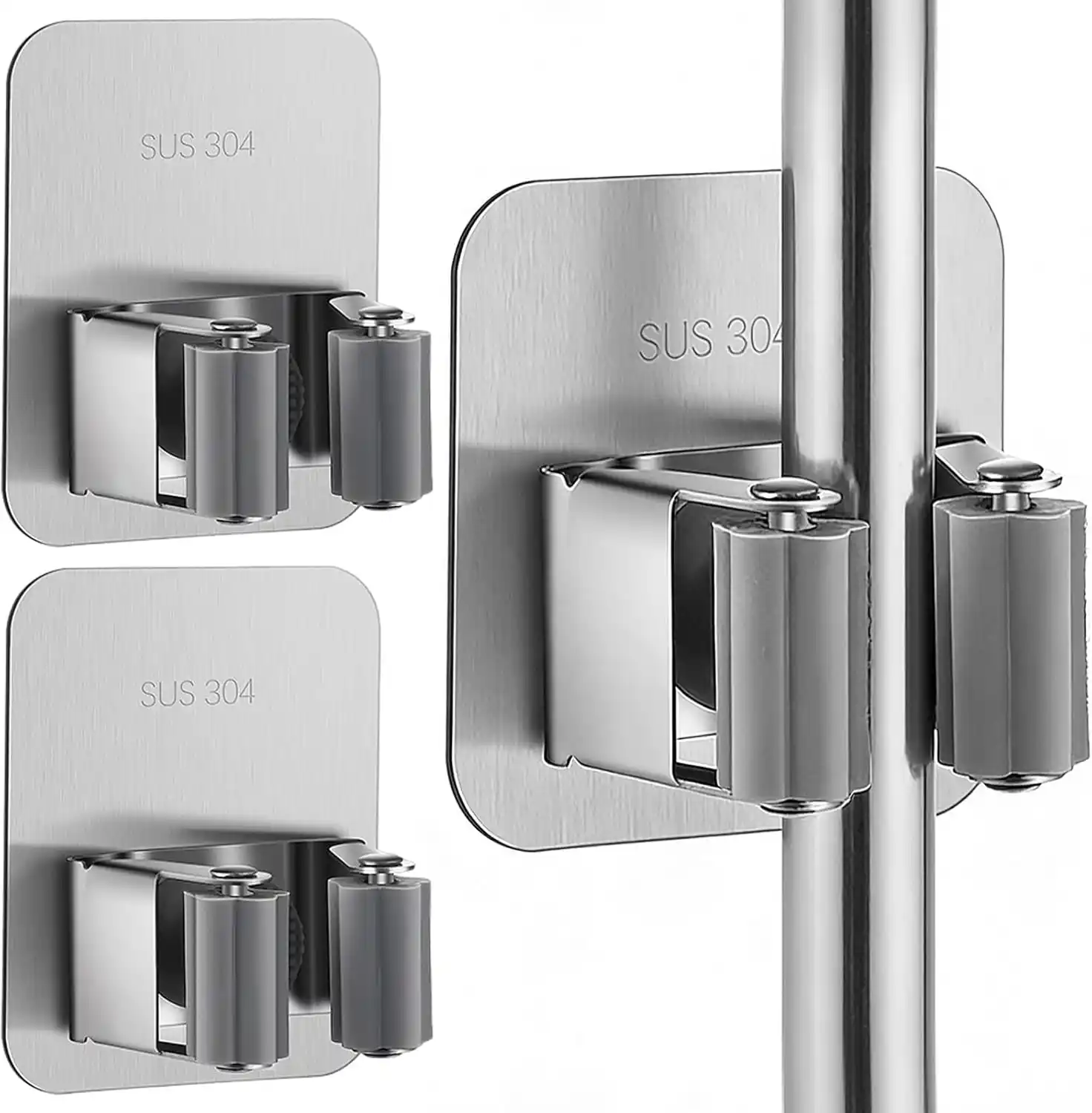 Easy-Release Metal Broom Holder