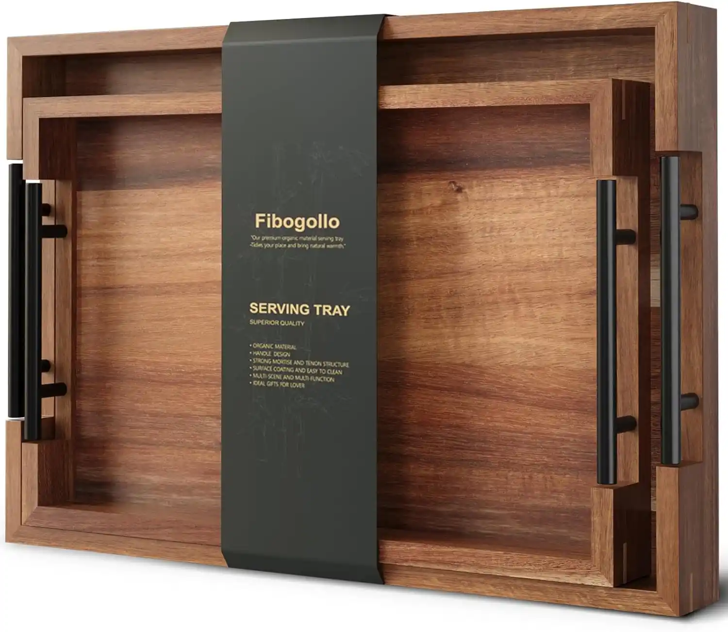 Small Decorative Wood Tray Set